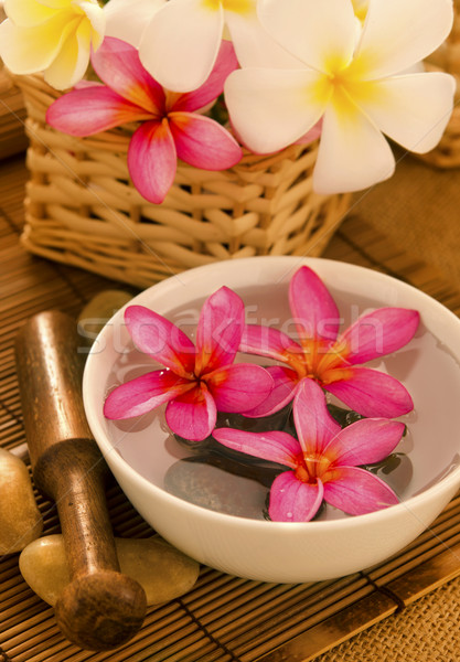 [[stock_photo]]: Tropicales · spa · fleurs · eau · faible · éclairage