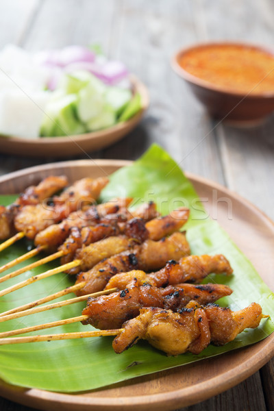 Asian delicious chicken sate Stock photo © szefei