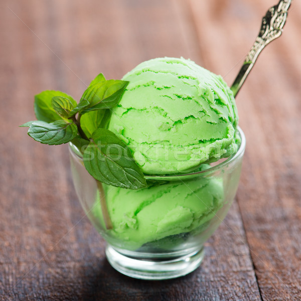 pistachio ice cream in cup close up Stock photo © szefei