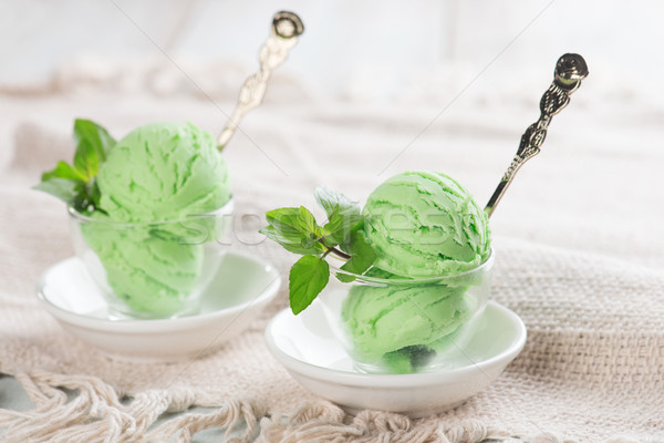 Honeydew ice cream in cup Stock photo © szefei