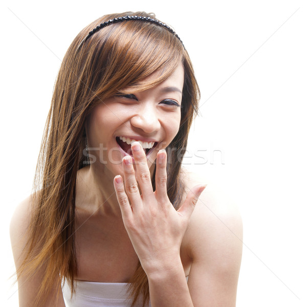 Scioccato donna ridere asian bianco Foto d'archivio © szefei