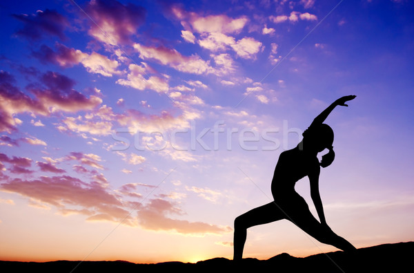 Stok fotoğraf: Açık · kadın · yoga · siluet · sağlıklı · meditasyon