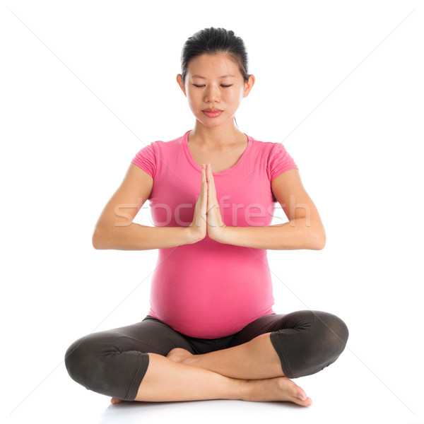 Prenataal yoga meditatie zwangerschap klasse Stockfoto © szefei