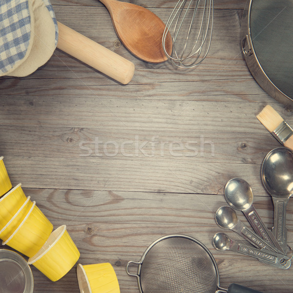 Baking tools in square composition Stock photo © szefei