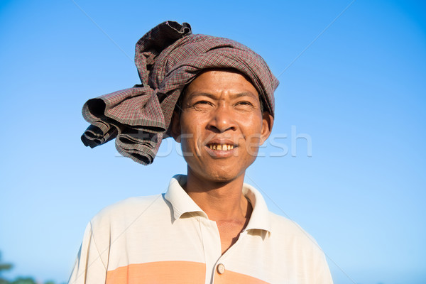 Portrait of Asian Burmese traditional farmer Stock photo © szefei