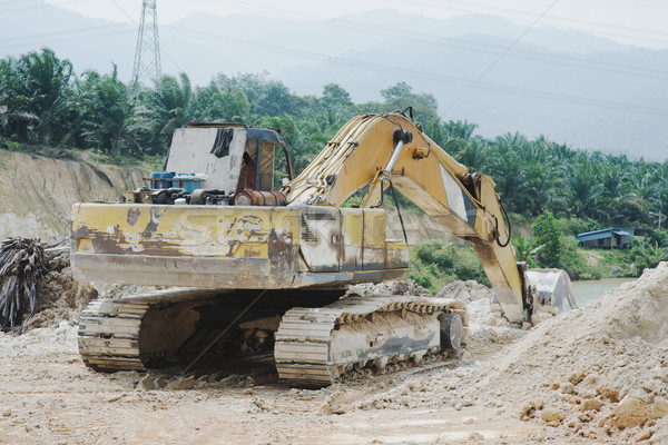 Excavator at sand mines Stock photo © szefei