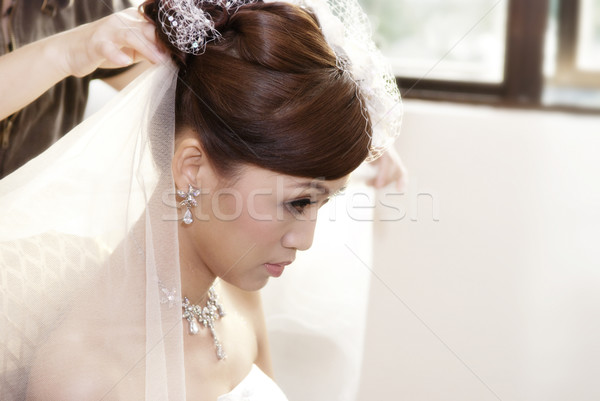 Mariée coiffure asian mariage jour femme [[stock_photo]] © szefei