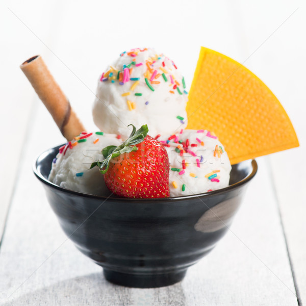 Milk ice cream wafer bowl Stock photo © szefei