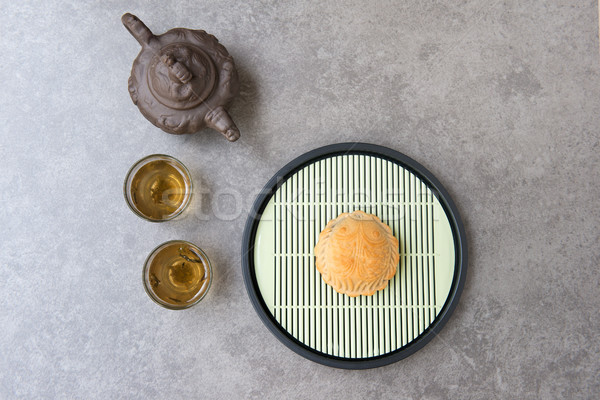 Mid-Autumn Festival Mooncakes and Chinese tea set Stock photo © szefei