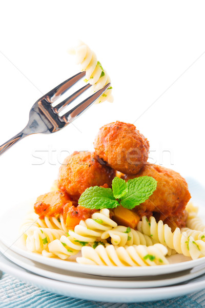 Fusilli on fork Stock photo © szefei