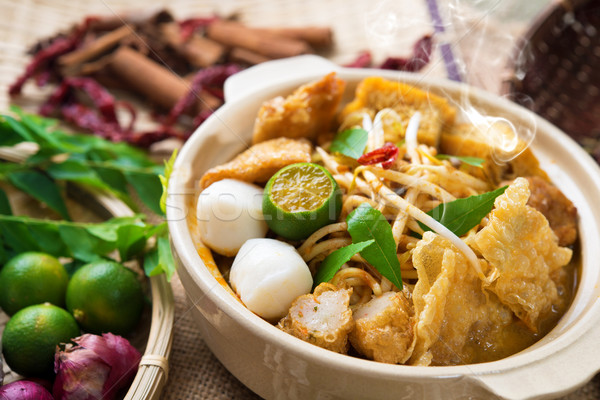 Curry makaron hot pikantny Malezja pary Zdjęcia stock © szefei