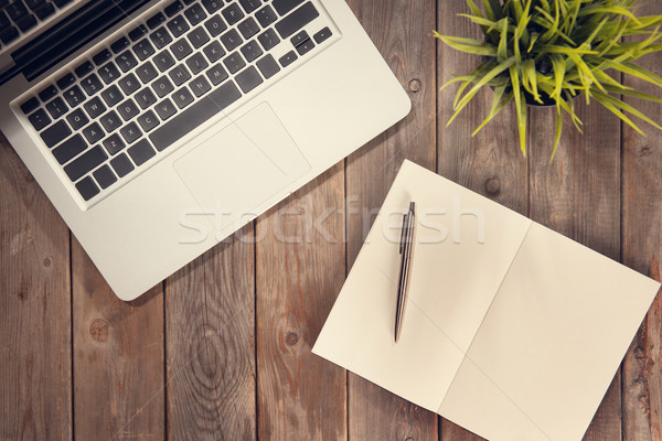 Stock photo: Working table top view
