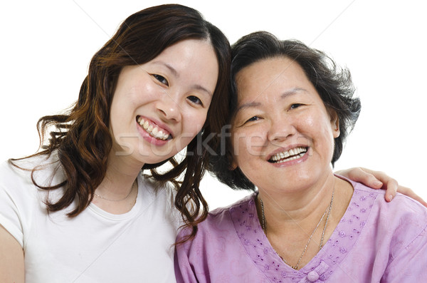 Senior mother and adult daughter headshot Stock photo © szefei