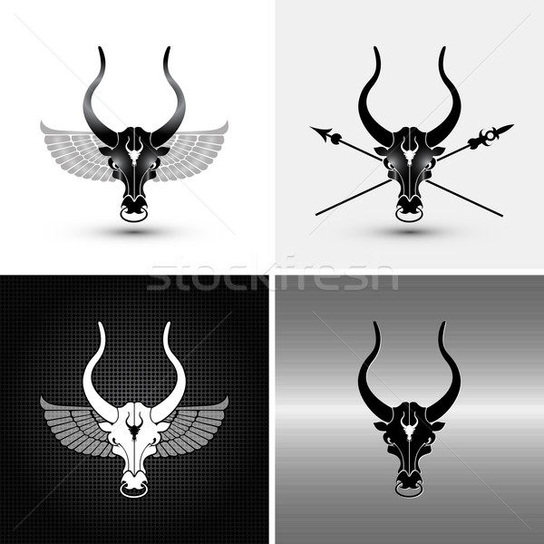 Négy logo vasaló bika ikonok Stock fotó © szsz