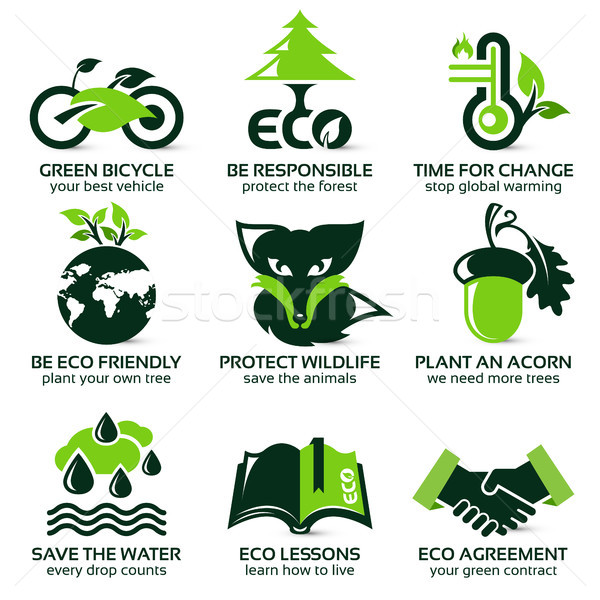 flat icon set for eco friendly environment Stock photo © szsz