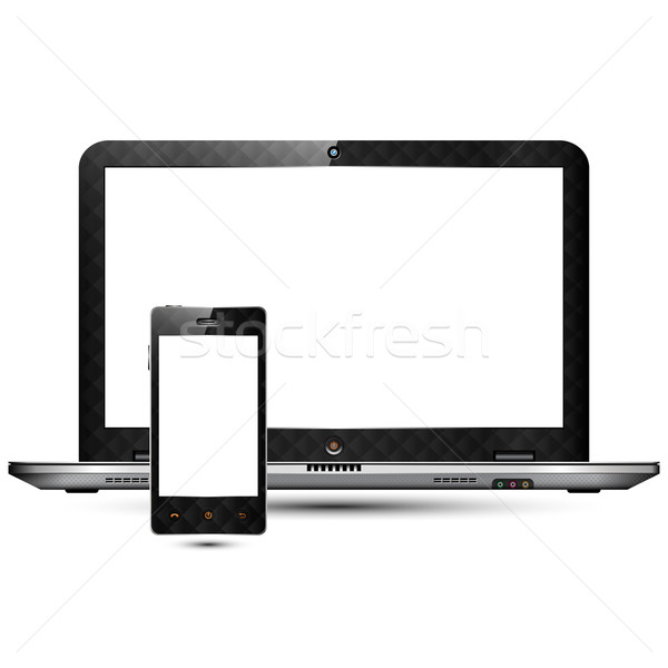 Magas részletes laptop okostelefon mintázott test Stock fotó © szsz