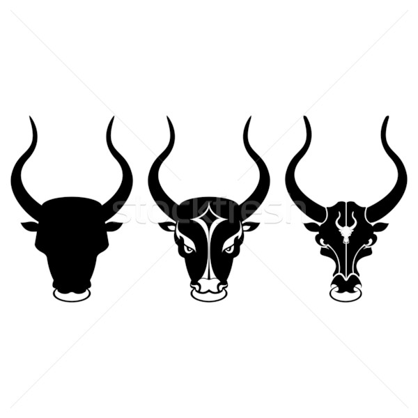 Feketefehér bika fej ikonok fehér tiszta Stock fotó © szsz