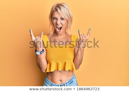 Foto stock: Screaming Punk Blonde Attractive Girl