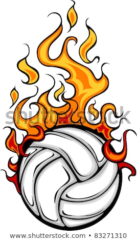 Volleyball Flaming Ball Vector Cartoon Imagine de stoc © ChromaCo