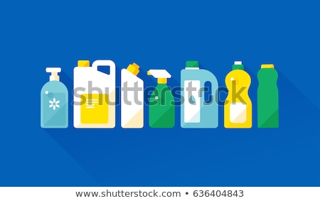 Foto stock: House Cleaning Supplies Plastic Bottles With Detergent