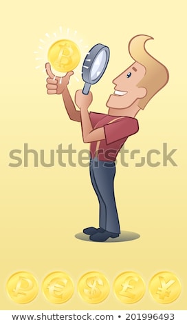 Stockfoto: Man Having A Close Look On Euro Coins