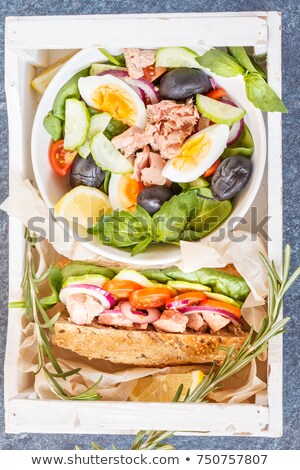 Foto stock: Tuna Salad Sandwich With Ciabatta Bread And Salad