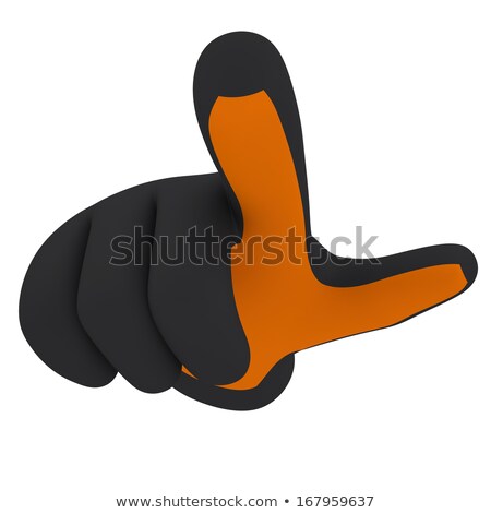 Black And Orange Gloves Forefinger Shows [[stock_photo]] © cherezoff