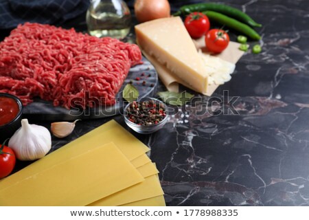 Stock fotó: Asagna · Ingredientstomato · paprika · fokhagyma · és · lasagna · lapok