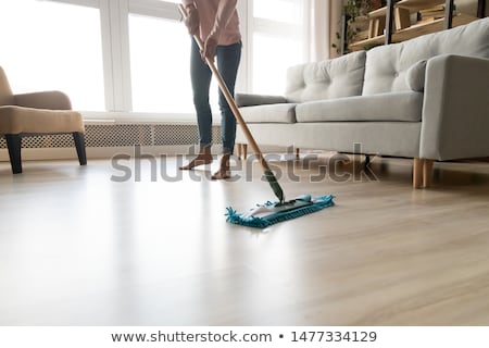 Foto stock: House Cleaning - Mop Washing Wooden Floor