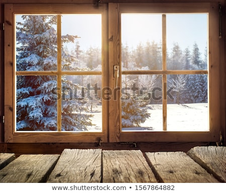 Foto stock: Ista · da · janela · para · uma · cena · de · neve