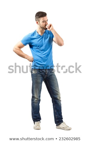 Foto stock: Handsome Muscular Man Posing In Blue Jeans