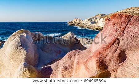 Foto d'archivio: Moon Landscape Made Of White Mineral Formations On Milos Island Greece