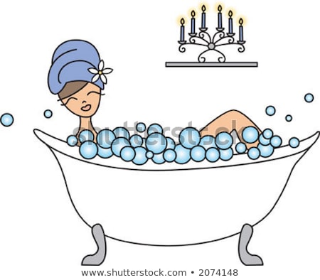 Stok fotoğraf: Illustration Of A Bath Tub With Flowers And Candles