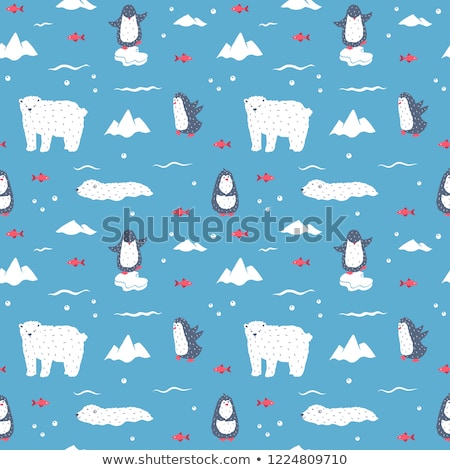 Stok fotoğraf: Polar Bear And Penguin - Flat Design Style Characters