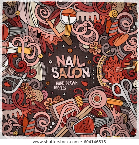 Stock photo: Nail Salon Hand Drawn Doodles Illustration Manicure Frame Card