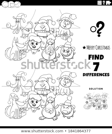 Stock photo: Differences Coloring Game With Funny Dogs Group