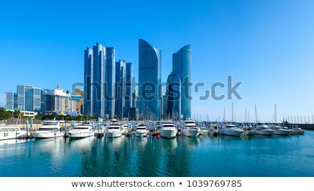 Foto stock: Busan Marina With Yachts On Sunset South Korea