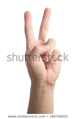 ストックフォト: Male Hand Showing Number Two Victory Sign
