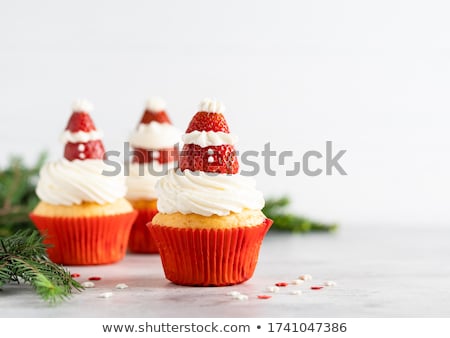 ストックフォト: Cupcake With Strawberry On White