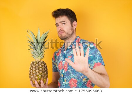 Сток-фото: Hand Making Stop Sign On White Background