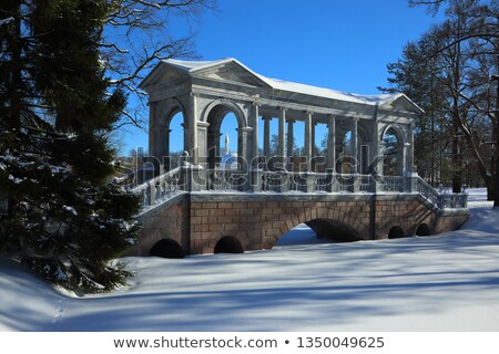 Stock fotó: Winter Landscape With Turkish Bath Pavilion And Lake