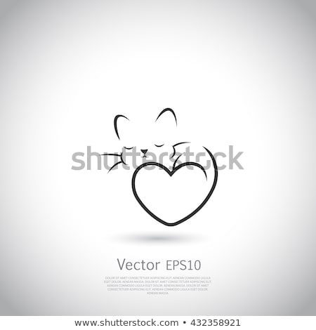 Stock fotó: Stylized Cat Icon On Gray Background