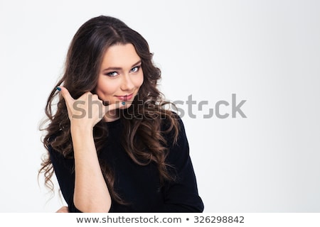 Stock fotó: Poritrait Of A Beautiful Woman Showing Sign To Call Me