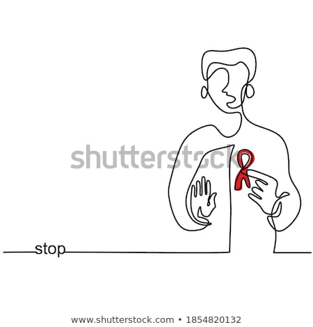 Foto d'archivio: Hand With Red Aids Or Hiv Awareness Ribbon