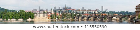 Foto stock: Winter In Prague - City Panorama With St Vitus Cathedral And St