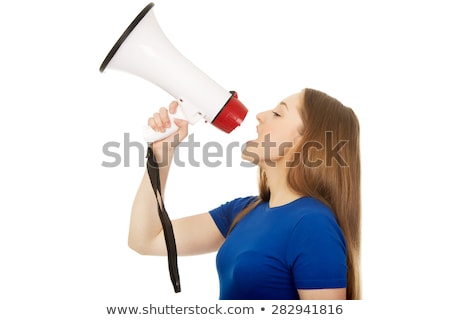 Stock foto: Mouth Screaming Into A Megaphone Isolated On White Background