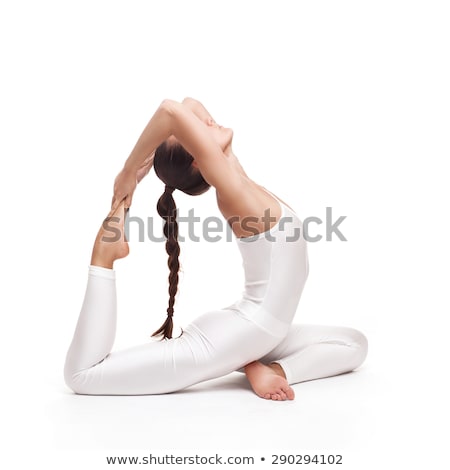 Young Girl Relaxing In Yoga Position Isolated On White Background Foto d'archivio © doodko