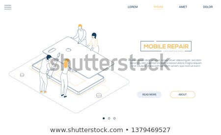 Zdjęcia stock: Mobile Repair Service - Modern Colorful Isometric Vector Web Banner