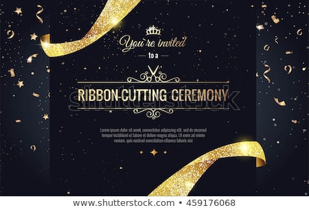 Stok fotoğraf: Invitation Card On A Dark Blue Background With Ribbons