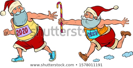Santa Claus Running Year 2020 Stok fotoğraf © rogistok